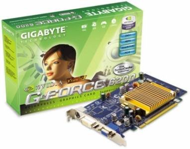 GIGABYTE GV-NX62TC256DE (NVIDIA GeForce 6200, 256MB (64MB on board), 128-bit, GDDR, PCI Express x16)