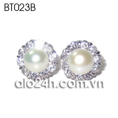 BT023B - Bông tai ngọc trai bạc