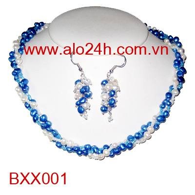 BXX001 - Bộ trang sức vòng cổ bông tai ngọc trai 