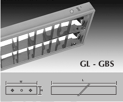 GBS Máng Đèn Phản Quang Chóa Parabol & Thanh Ngang Nhôm Sọc Loại Gắn Nổi GL- GBS 4188