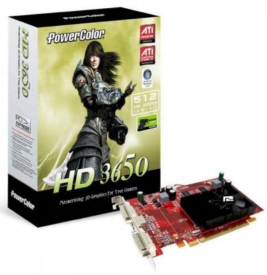 POWERCOLOR HD3650 512M DDR2 (AX3650 512MD2) (ATI Radeon HD 3650, 512MB, 128-bit, GDDR2, PCI Express x16 2.0) 