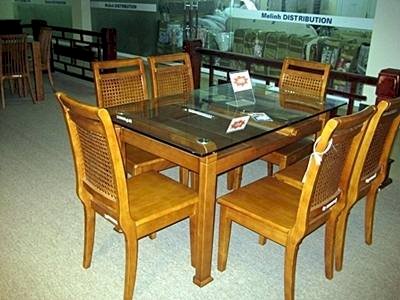 Bộ bàn ăn gỗ mặt kính 1-2-152-0297