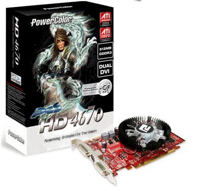 POWERCOLOR PCS HD4670 (AX4670 512MD3-P) (ATI Radeon HD 4650, 512MB, 128-bit, GDDR3, PCI Express x16 2.0) 