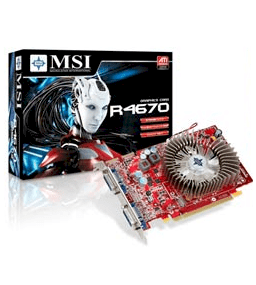 MSI R4670-2D512/D3 (ATI Radeon HD 4670, 512MB, 128-bit, GDDR3, PCI Express x16 2.0) 