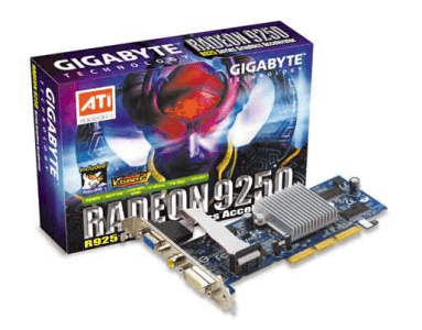 GIGABYTE  GV-R925128DE 128MB (ATI Radeon 9250 Series, 128MB , 64-bit , GDDR , AGP 8X )