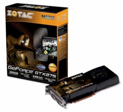 ZOTAC ZT-275E3KB-FSP (NVIDIA GeForce GTX 275, 896MB, GDDR3, 448-bit, PCI Express x16)    