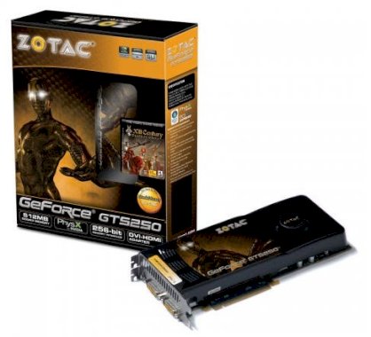 ZOTAC ZT-20101-10P (NVIDIA GeForce GTS 250, 512MB, GDDR3, 256-bit, PCI Express 2.0 x16)    