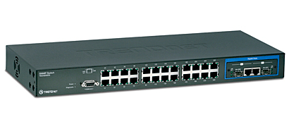 TRENDnet TEG-S2620i 26-Port 10/100Mbps Layer 2 Switch w/ Gigabit Ethernet ports and Mini-GBIC Slots 