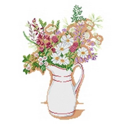 Embroidered picture country floral bouquet EVHS5