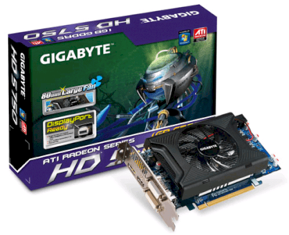 GIGABYTE GV-R575D5-1GD (ATI Radeon HD 5750, 1GB RAM, GDDR5, 128-bit, PCI Express 2.0) 