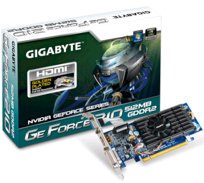 GIGABYTE GV-N210OC-512I (NVIDIA GeForce 210, 512MB, GDDR2, 64 bit, PCI Express 2.0)   