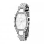 AK Anne Klein Women's Silver-Tone Swarovski Crystal Accented Bracelet Watch S1109014