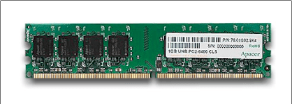 Apacer DDR2 - 1GB - Bus 800MHz - PC 6400 ECC Unbuffer