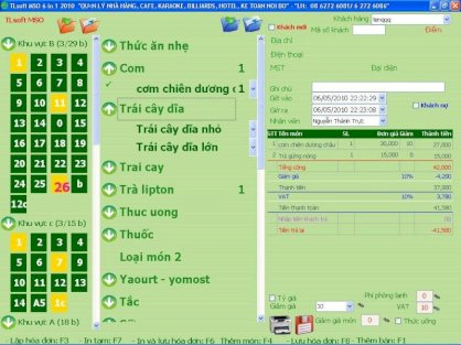 Phần mềm Thành Long - Quản lý doanh thu nhà hàng