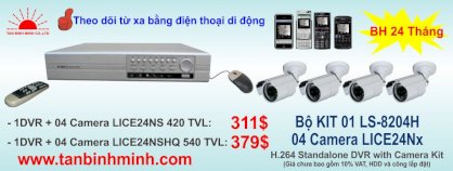Bộ Combo Kis bao gồm 01 DVR LS-8204H+ LICE24NS