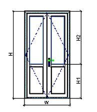 Cửa kính 2 cánh mở quay Queen QK2Q1-1400x2200 - kính đơn