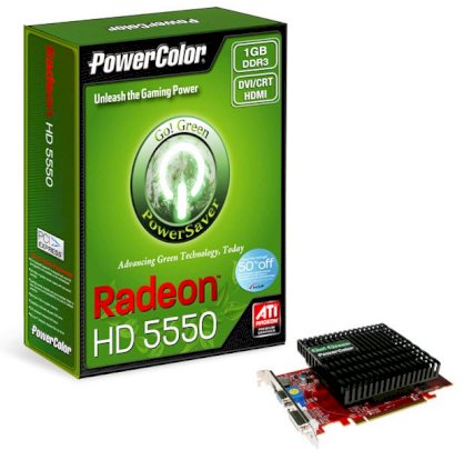 PowerColor Go! Green HD5550 1GB DDR3 ( AX5550 1GBK3-NS3H ) ( ATI RADEON HD5550 , 1GB , 128bit , GDDR3,PCIE 2.1 ) 