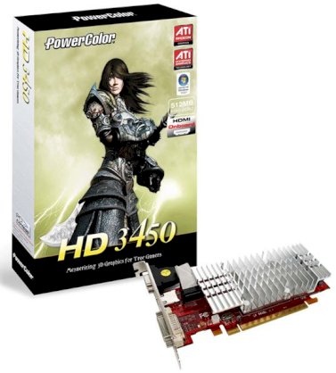 PowerColor HD3450 512MB HDMI ( AX3450 512MD2-H ) ( ATI RADEON HD3450 , 512MB , 64bit , GDDR2 ,PCIE 2.0 )