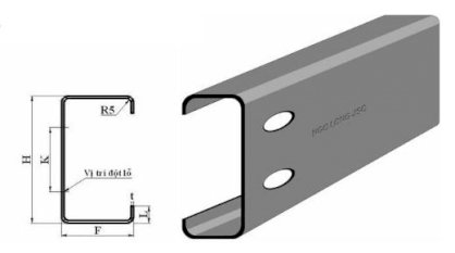 Xà gồ thép chữ C C200