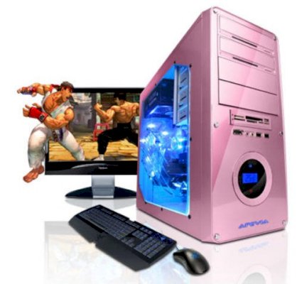 Máy tính Desktop Cyberpowerpc Howies 2010 Dream PC Pink Color with Pink Ring & Blue LED Fan (Intel Core i5-661 3.33 GHz, RAM 4GB, HDD 500GB, VGA NVIDIA GT 430, Windows 7, Không kèm màn hình)