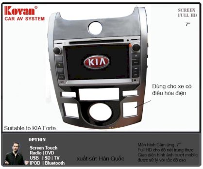  Đầu đĩa có màn hình xe Kia Forte Kovan KT-3116