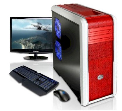 Máy tính Desktop CyberpowerPC Power Video XE Red/White Color (Intel Core i5-2400 3.10GHz, RAM 4GB, HDD 1TB, VGA NVIDIA GTS450, PC DOS, Không kèm màn hình)