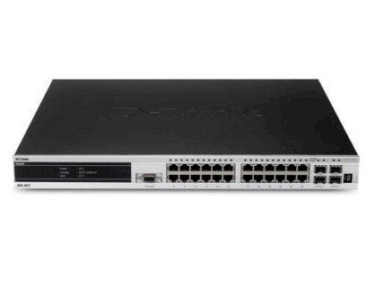 DLINK DGS-3627G XSTACK MANAGED 24-PORT GIGABIT SFP STACKABLE L3 SWITCH, 4 COMBO 1000BASE-T PORTS, 3 10GE SLOTS, IPV6