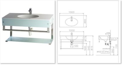 Lavabo liền bàn Caesar LF5328 + ST8100V (Kệ treo inox )