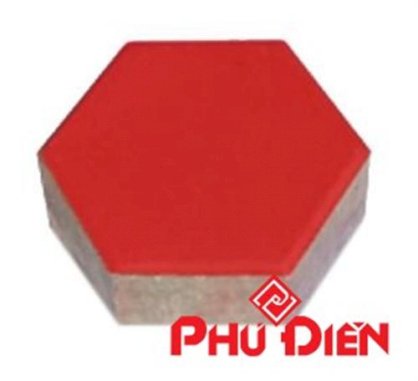 Gạch lục giác lát hè tự chèn (đỏ) - Phú Điền (200x200x60mm)