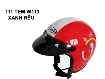 Mũ bảo hiểm Andes 111- Tem W113 ( Trắng Đỏ)