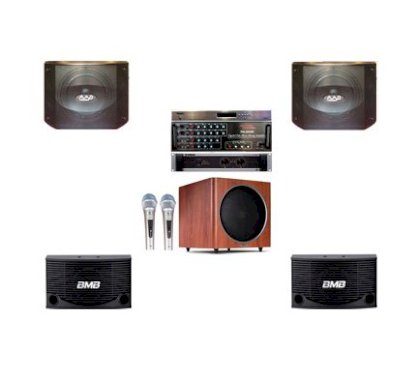 Hệ thống Karaoke AAD K10 + Polkaudi PSW125 + Việt KTV HDD 1000GB + Yamaha XP 3500 + Jarguar PA-203N