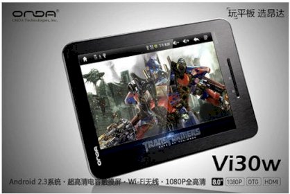 ONDA VI30W (ARM Cortex A10 1.5GHz, 512MB RAM, 8GB Flash Driver, 7 inch, Android v2.3) (Trung Quốc)