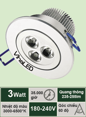 Đèn Led âm trần VinaLed 3W