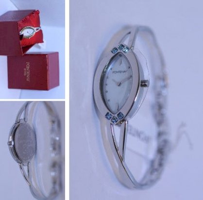 Đồng hồ đeo tay Fontenay women white dial crystal Bangle