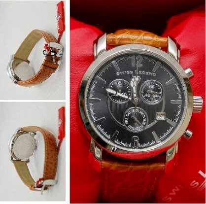 Đồng hồ đeo tay Swiss Legend Crusader Chronograph Brown Alligator Black Dial