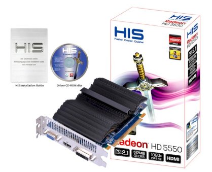 HIS HD 5550 Silence H555HB512 (ATI Radeon HD 5550, GDDR5 512MB, 128-bit, PCI-E 2.1)
