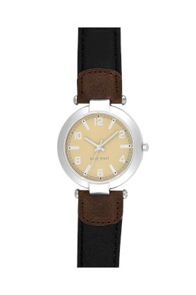 Đồng hồ Nine West Watch, Women's Brown Leather Strap NW-1225SVBK