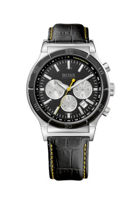 Đồng hồ Hugo Boss Watch, Men's Chronograph Black Croc Embossed Leather Strap 1512584