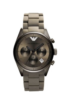 Đồng hồ Emporio Armani Watch, Men's Automatic Chronograph Gray Silicone Wrapped Stainless Steel Bracelet AR5950