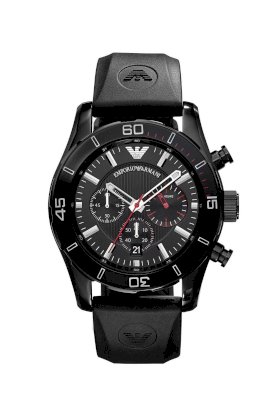 Đồng hồ Emporio Armani Watch, Men's Chronograph Black Rubber Strap AR5948