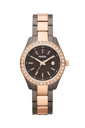 Đồng hồ Fossil Watch, Women's Mini Stella Brown and Rose Gold Ion Plated Stainless Steel Bracelet 30mm ES3000