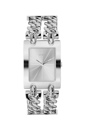 Đồng hồ Guess watch, Women's Silver Tone Double Chain Bracelet 37x29mm G75916L