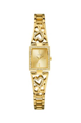 Đồng hồ Guess watch, Women's Goldtone Crystal Accented Heart Bracelet 17mm U95081L1