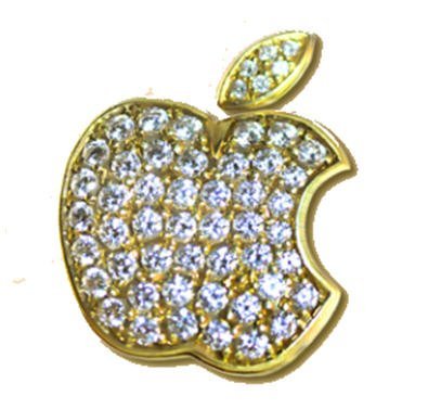 Logo Apple mạ vàng đính đá Swarovski Gems