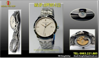 Đồng hồ đeo tay Patek Phillip 3 kim. lịch ngày. automatic. APP301-S(2)