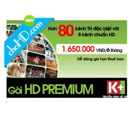 Thẻ gia hạn thuê bao K+ - gói HD 80 kênh - 6 tháng