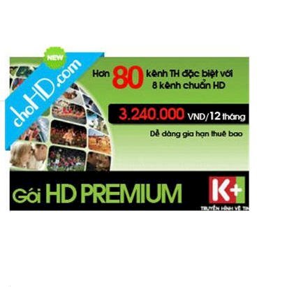 Thẻ gia hạn thuê bao K+ - gói HD 80 kênh - 12 tháng
