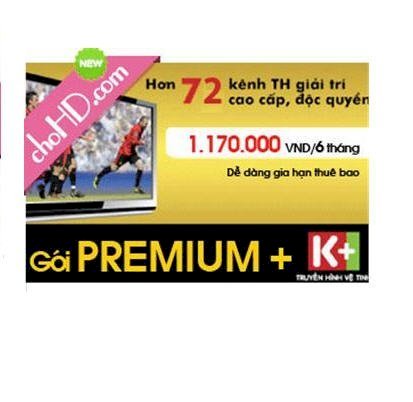 Thẻ gia hạn thuê bao K+ - gói Premium 72 kênh - 6 tháng