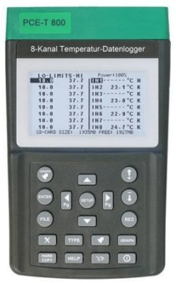 Máy đo nhiệt độ với data logger hiển thị đồng thời 8 kênh đo PCE T800