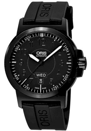 Oris Men's 73576414764-0742205B Rubber with Black Dial Watch